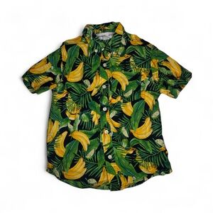 Old Navy Kids Leafy Green and Yellow Button Down Shirt
